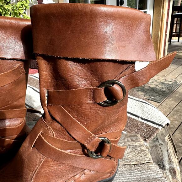 Via Uno Leather Moccasin Boots Womens SZ 5/36 Brazil Handcrafted Boho Minimalist - Picture 5 of 8
